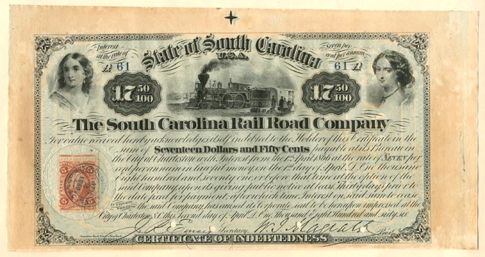 South Carolina Railroad Co. - Bond